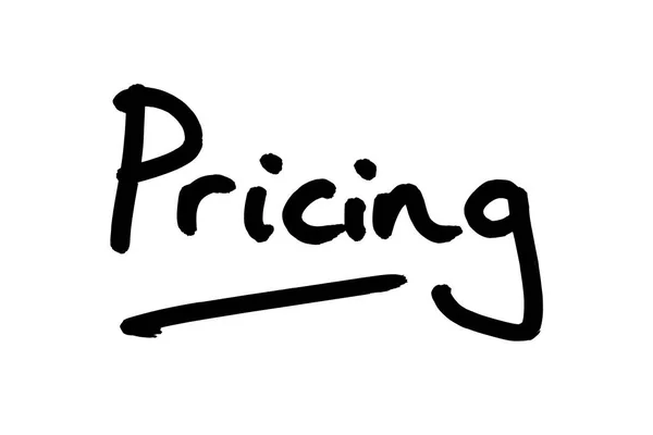 Word Pricing Handwritten White Background — Stock Photo, Image