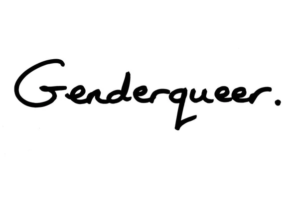 배경에 손으로 Genderqueer 용어는 — 스톡 사진