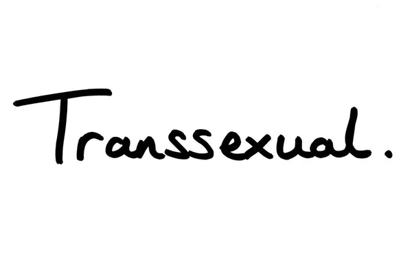 Termo Transexuais Manuscrito Sobre Fundo Branco — Fotografia de Stock