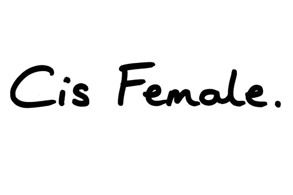Termo Cis Feminino Escrito Mão Sobre Fundo Branco — Fotografia de Stock