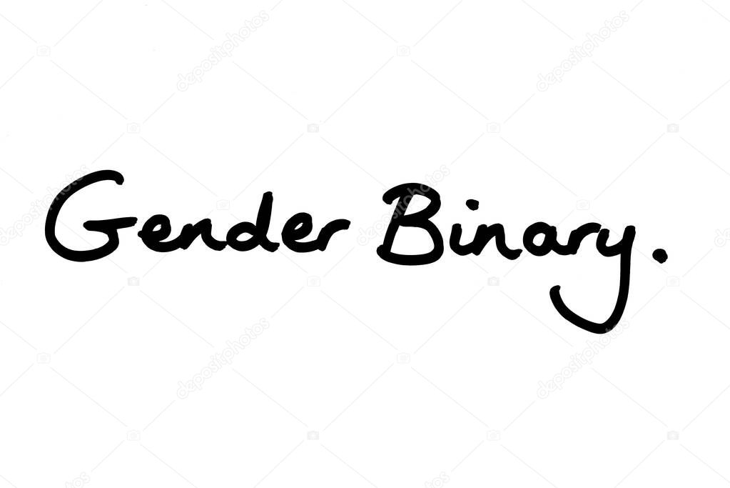 The term Gender Binary, handwritten on a white background.