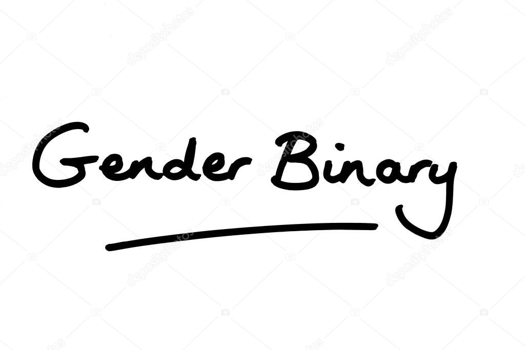 The term Gender Binary, handwritten on a white background.