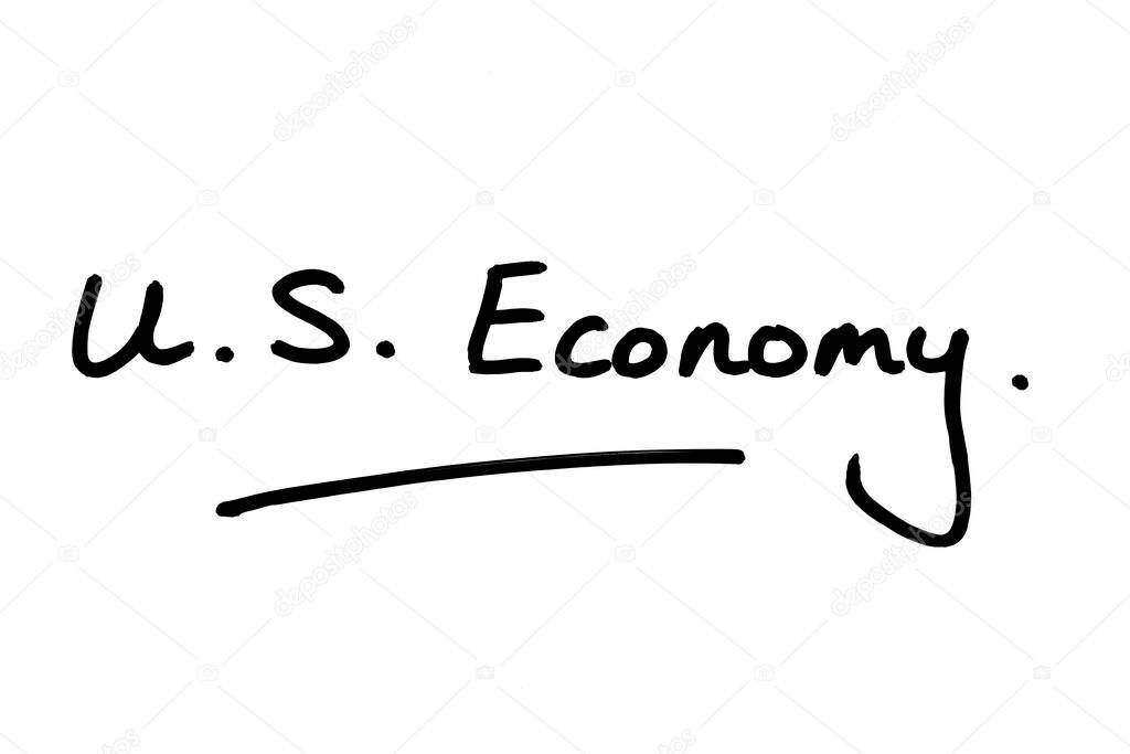 US Economy handwritten on a white background.