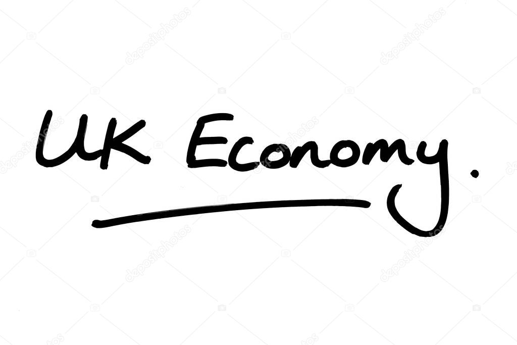 UK Economy handwritten on a white background.