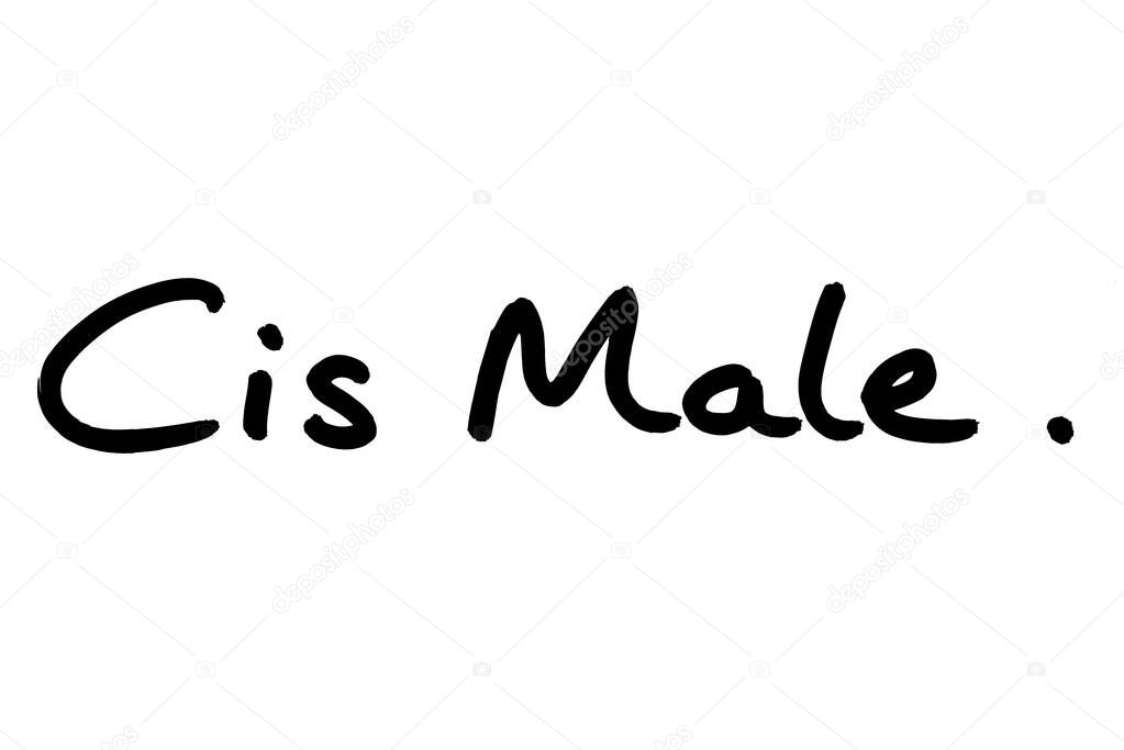 The term Cis Male, handwritten on a white background.