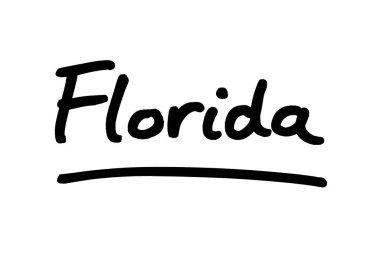 Florida - Amerika Birleşik Devletleri 'nde beyaz bir arka planda el yazısıyla yazılmış bir eyalet..