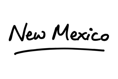 New Mexico - Amerika Birleşik Devletleri 'nde beyaz bir arka planda el yazısıyla yazılmış bir eyalet..