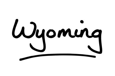 Wyoming - Amerika Birleşik Devletleri 'nde beyaz bir arka planda el yazısıyla yazılmış bir eyalet..