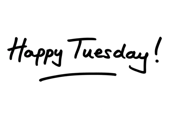 Happy Tuesday Handwritten White Background — Stock Photo, Image