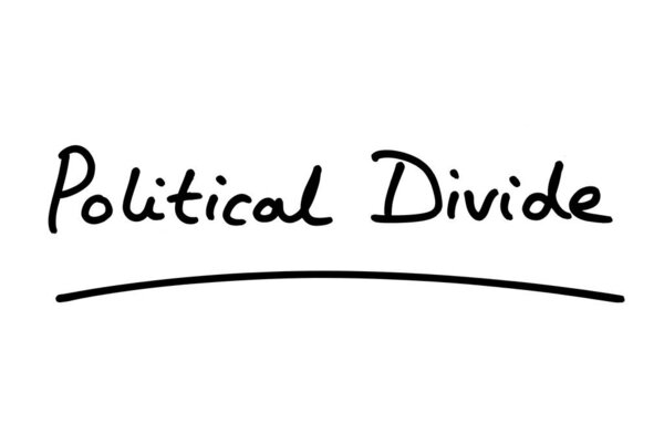 Political Divide, handwritten on a white background.