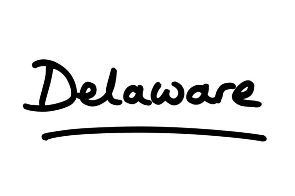 Delaware State United States America Handwritten White Background — Stock Photo, Image