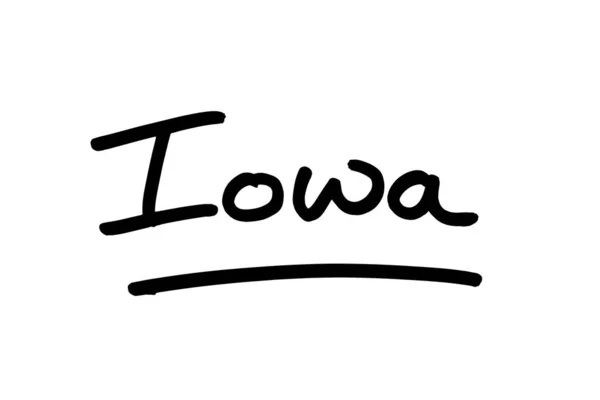 Iowa État Aux États Unis Amérique Écrit Main Sur Fond — Photo