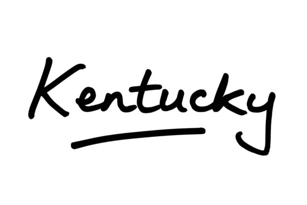 Kentucky État Aux États Unis Amérique Écrit Main Sur Fond — Photo