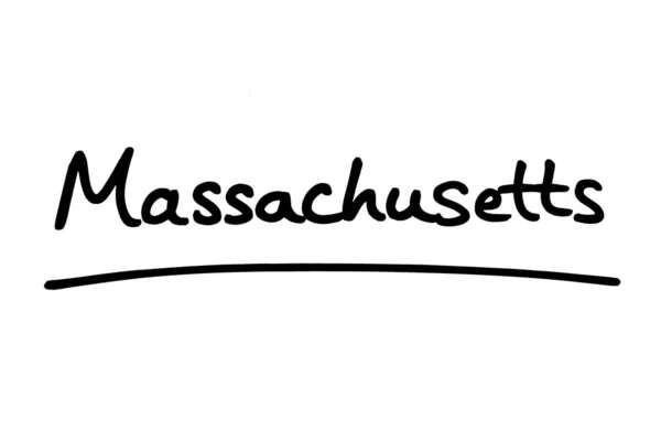 Massachusetts Uno Stato Negli Stati Uniti America Scritto Mano Sfondo — Foto Stock