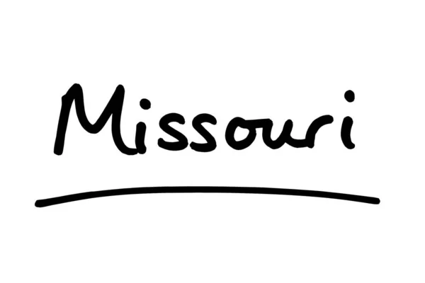 Missouri État Aux États Unis Amérique Écrit Main Sur Fond — Photo