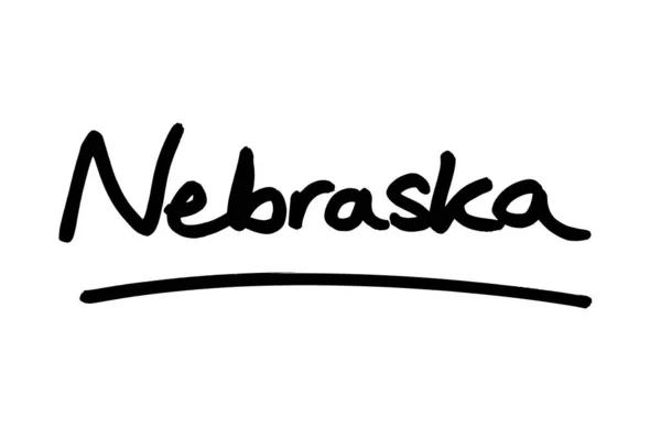 Nebraska Amerika Birleşik Devletleri Nde Beyaz Arka Planda Yazısıyla Yazılmış — Stok fotoğraf