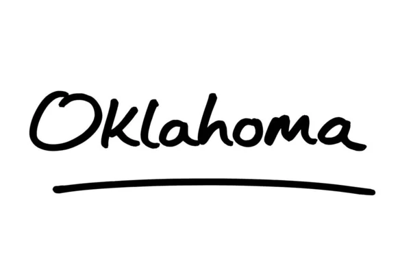 Oklahoma État Aux États Unis Amérique Écrit Main Sur Fond — Photo