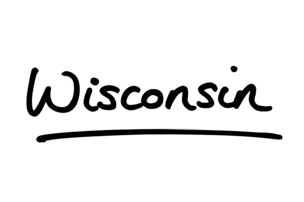 Wisconsin State United States America Handwritten White Background — Stock Photo, Image