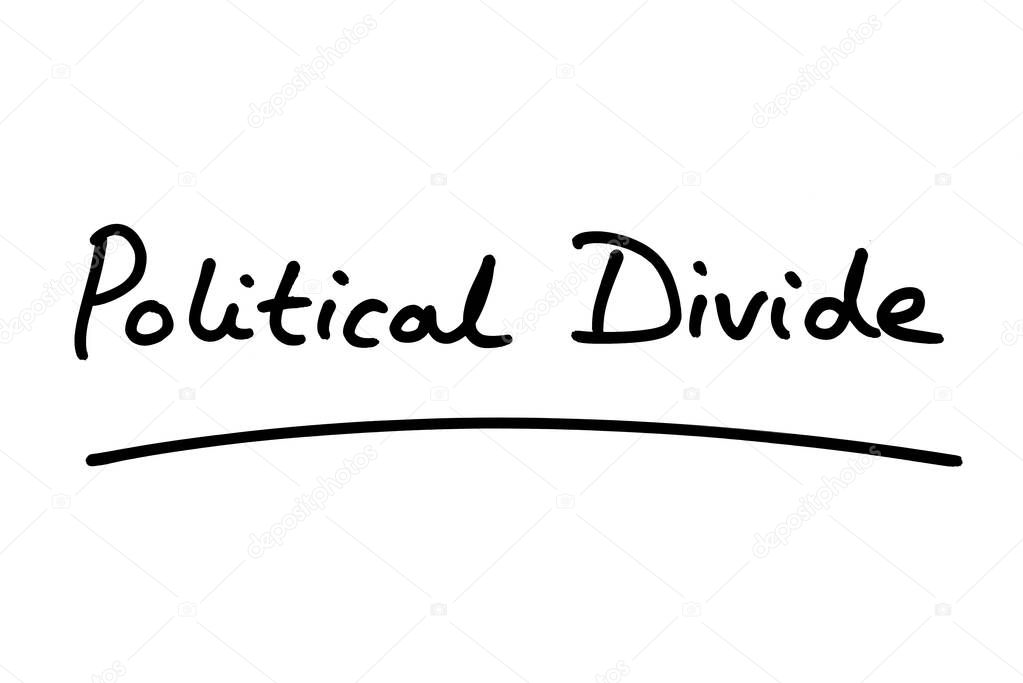 Political Divide, handwritten on a white background.