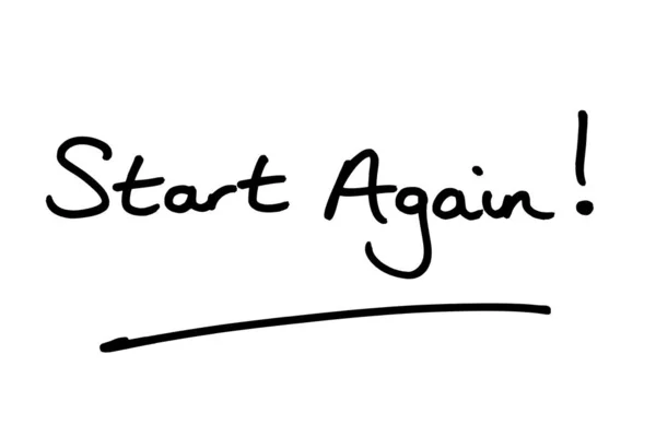 Start Again Handwritten White Background — Stock Photo, Image