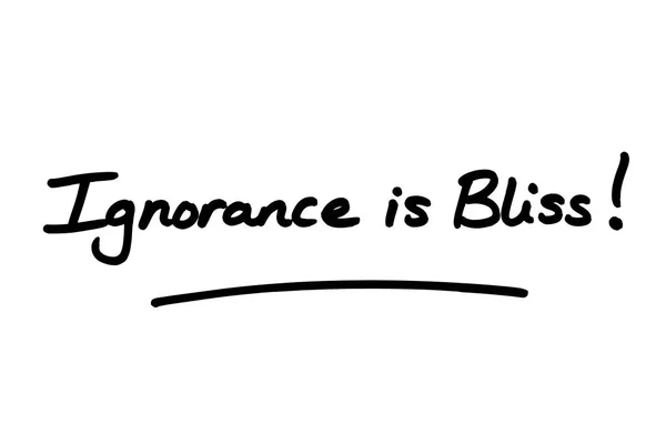 Nevědomost Bliss Ručně Napsaný Bílém Pozadí — Stock fotografie