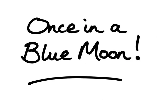 Uma Vez Lua Azul Manuscrito Sobre Fundo Branco — Fotografia de Stock