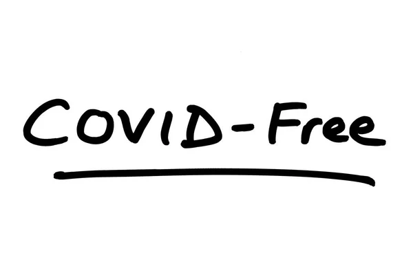 Covid Free Scritto Mano Sfondo Bianco — Foto Stock