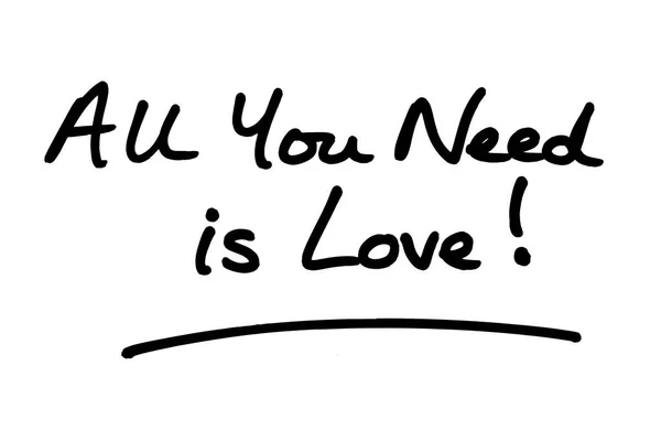 Vše Potřebuješ Láska Ručně Napsaný Bílém Pozadí — Stock fotografie