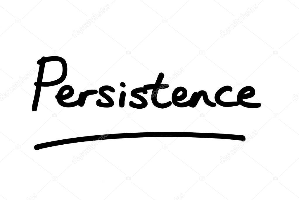 The word Persistence, handwritten on a white background.