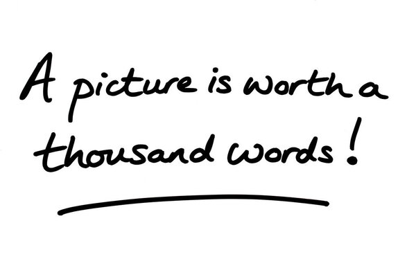 Картина стоит тысячи слов! написанное от руки на белом фоне.