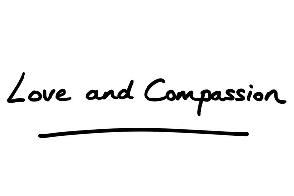 Amore Compassione Scritto Mano Sfondo Bianco — Foto Stock