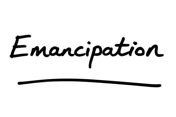 Palabra Emancipación Escrita Mano Sobre Fondo Blanco — Foto de Stock