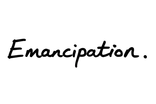 Palabra Emancipación Escrita Mano Sobre Fondo Blanco — Foto de Stock