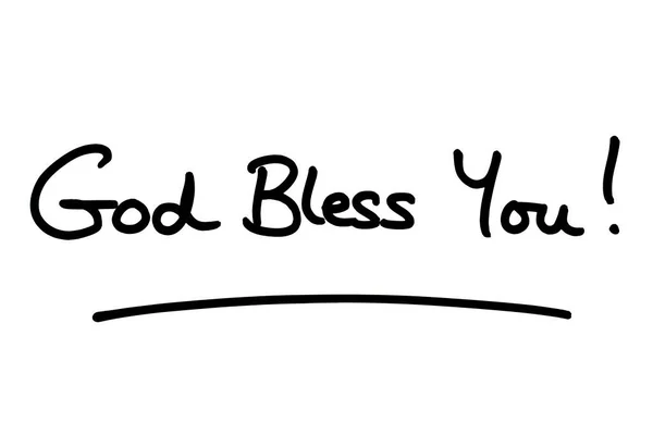 God Bless You Handwritten White Background — Stock Photo, Image