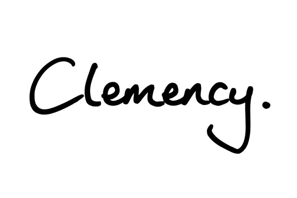 Слово Clemency Написанное Руки Белом Фоне — стоковое фото