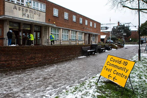 London Großbritannien Januar 2021 Ein Schild Vor Einem Provisorischen Covid — Stockfoto