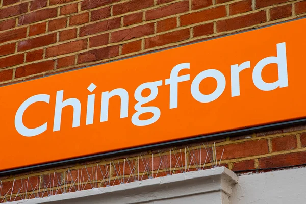 London Storbritannien Januari 2021 Skylt Ovanför Ingången Till Chingford Station — Stockfoto