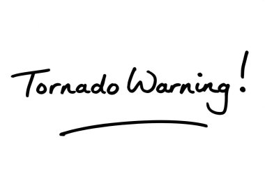 Kasırga Uyarısı! Beyaz bir arkaplanda el yazısı.