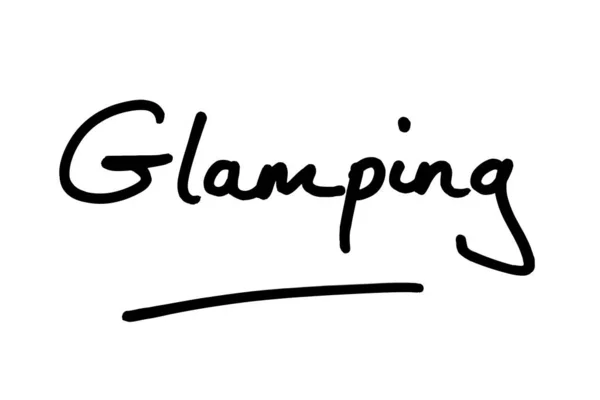 Glamping Handskriven Vit Bakgrund — Stockfoto