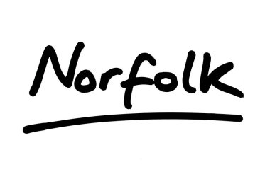 Norfolk, beyaz arka planda el yazısı..