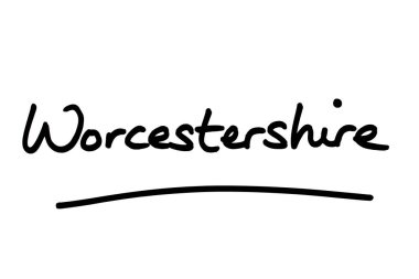 Worcestershire, beyaz arka planda el yazısıyla yazılmış..