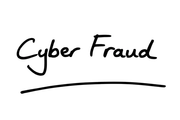 Cyber Fraud Escrito Mão Sobre Fundo Branco — Fotografia de Stock