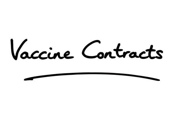 Kontrakty Szczepionkę Pisane Odręcznie Białym Tle — Zdjęcie stockowe