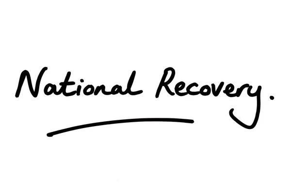 National Recovery Odręcznie Napisane Białym Tle — Zdjęcie stockowe