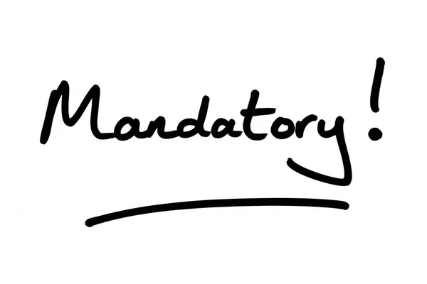 Mandatory Handwritten White Background — Stock Photo, Image