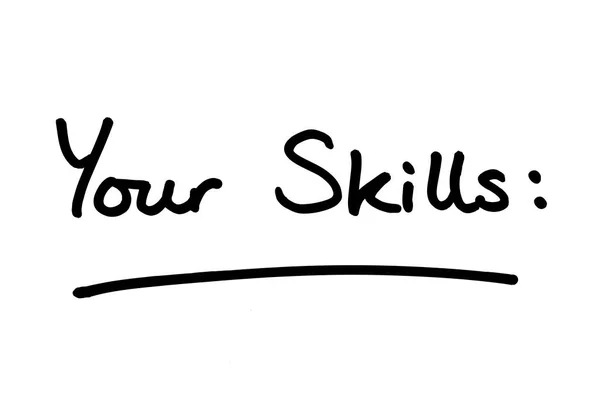 Skills Rubriek Handgeschreven Een Witte Achtergrond — Stockfoto