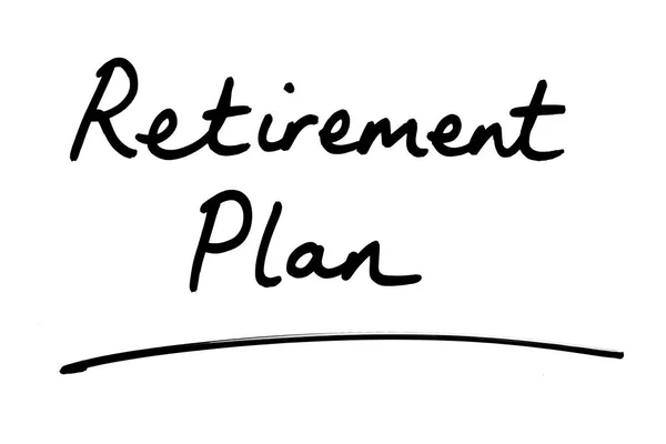 Emeklilik Planı Beyaz Bir Arkaplanda Yazısı — Stok fotoğraf
