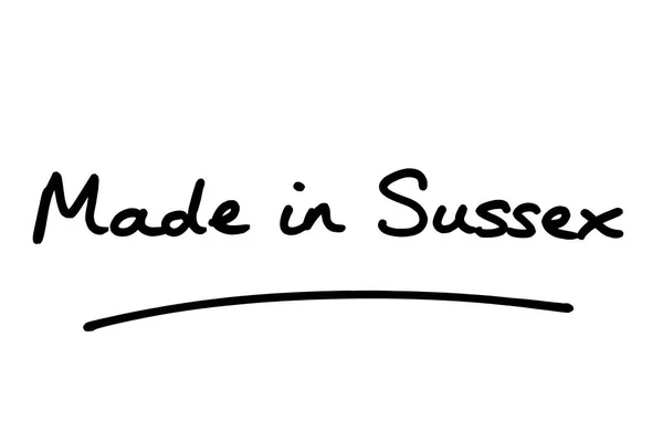 Hergestellt Sussex Handgeschrieben Auf Weißem Hintergrund — Stockfoto