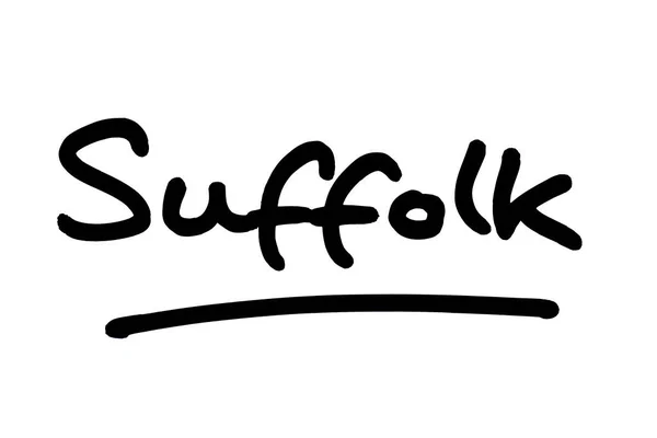 Suffolk Handgeschreven Een Witte Achtergrond — Stockfoto