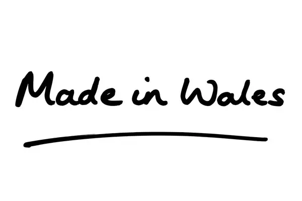 Hergestellt Wales Handgeschrieben Auf Weißem Hintergrund — Stockfoto